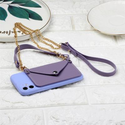 China With Metal Kickstand Laudtec PU Leather Cross - Body Cell Phone Case and Wallet Phone Purse Bag with Snap Pocket and Adjustable Fin Strap for iPhone 11 for sale