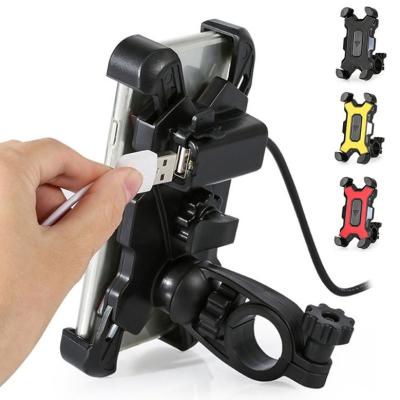 China Dropshipping Adjustable Bicycle Mobile Phone Holder Handlebar Mirror USB Charger Bracket Bike Cell Phone Holder For Smartphone Accessories for sale