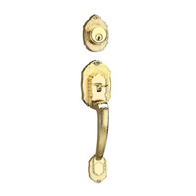 China Home / Hotel / Office / School Zinc Alloy Polished Handleset Brass Front Door Locks Front Entrance for sale