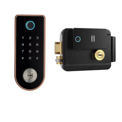 China People Counting Hot Selling IP65 Sturdy Zinc Alloy Anti-open Fingerprint Key Password Smart Outdoor Door Lock for sale