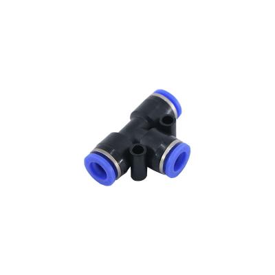 China PE04 three-way variable three-way t-type 6 component diameter pneumatic tracheal quick PEG connector 8 10 12 16 plastic for sale