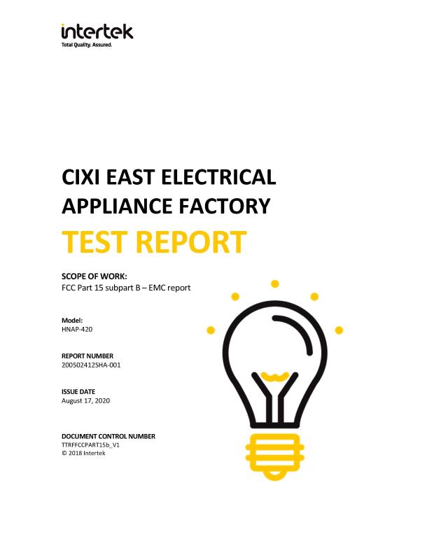 FCC - Cixi East Electrical Appliance Factory