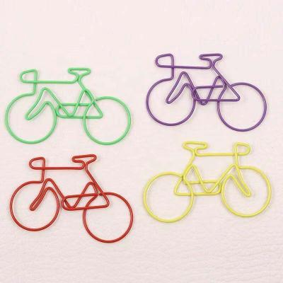 China Wholesale Factory Price Iron Coated Wire PET Paper Clips Colorful Bike Shape Paper Clips for sale