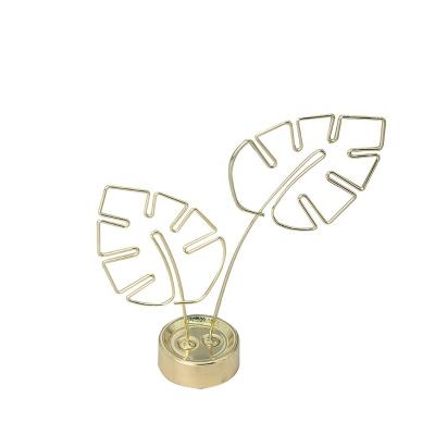 China Creative PET Iron Turtle Cove Leaf Shape Note Clips Clips Folders Metal Wire Desktop Business Card Single Coated Gold Plated Holder for sale