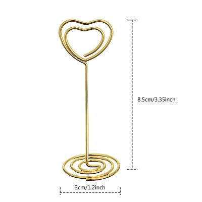 China Promotional Hot Selling Amazon Lowest Price Sells Gold Color Table Photo Stand Table Rack Heart Shaped Picture Wholesale Holder For Menu Paper Clips for sale