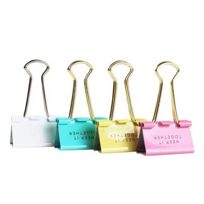 China Professional Metal Binder Clip Factory Metal Manufacturer Custom Logo Printing Colorful Skeleton Bulldog Binder Clip for sale