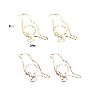 China Metal Customized Amazon Hot Sale Animal Rose Gold Bird and Gold Series Packing Metal Paper Clips for sale