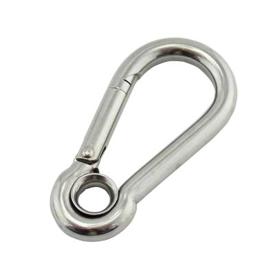 China Super Strong Heavy Duty 304 Stainless Steel Eyelets Spring Snap Hooks Climbing Safe Lock Carabiner for sale