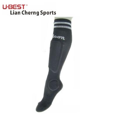 China Breathable soccer socks with shin guards inserts for sport for sale