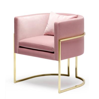 China Jules (Other) Gold Stainless Steel Upholstery Modern Pink Velvet Adjustable Recliner Luxury Brass Living Room Furniture Leisure Sofa Chair for sale