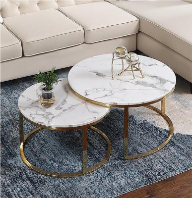 China White metal cheap popular living room stainless steel customization fashion side (the other) luxury marble coffee table for sale