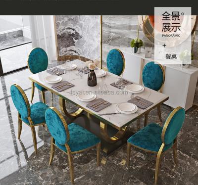 China (Other)Adjustable Marble Dinner Piece Dining Set Modern White Wedding Transformer Table Furniture Dining Table and Chairs Dining Table Set for sale