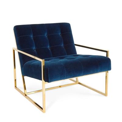 China Adjustable Design Mid Century Blue Velvet Customizable Gold Dining Velvet Fabric Jonathan Adler Sofa Goldfinger Chairs for sale