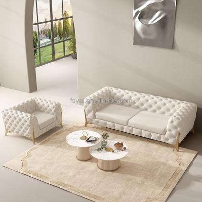 China Other Modern Furniture Foshan China Chesterfield Home Used Genuine Leather Sofa Designs Living Room Leather Sofa Set for sale