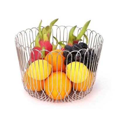 China OEM Art Metal Storage Bowl Wire Bin Stainless Steel Tier Mesh Workable Wholesale Desktop Fruit Basket for sale