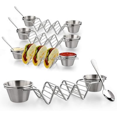 China Lanejoy Food Grade Kids Taco Mexican Food Stainless Steel Taco Rack Holder Dish Viable Kitchen Holder for sale