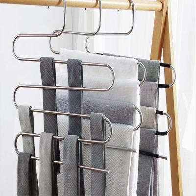 China Minimalist S Shape Modern Stylish Multi Metal Stainless Steel Pant Hangers Multi Purpose Pant Pant Hanger for sale