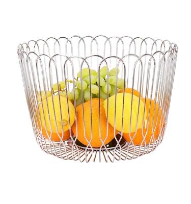 China Sustainable Modern Stainless Steel Wire Fruit Drying Basket Fruit For Kitchen Living Room Metal Wire Fruit Storage Basket for sale