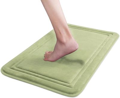 China Flannel Memory Foam Bathroom Mats Household Non Slip Mustard Sustainable Practical Soft Green Bath Mat for sale