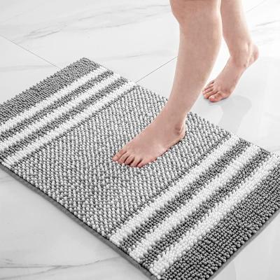 China Sustainable Wholesale Bathroom Mats Absorb Shower Covers Anti Slippery Chenille Bath Mats for sale