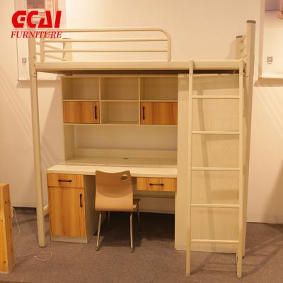 China Bunk bed strong enough single metal bed with study table for sale