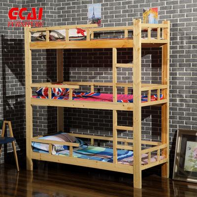 China modern solid wood adult three person triple bunk wooden bed for sale for sale