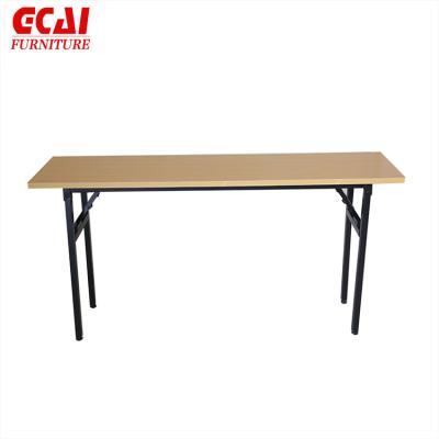 China Foldable Fireproof Veneer Wood Folding Table With Iron Frame for sale