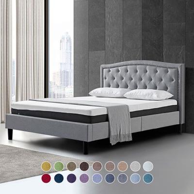 China Asian Custom Design High Quality Modern Interior Hotel Bedroom Furniture Polyester Fabric Double Bed for sale