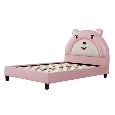 China Japanese Hot Selling Cute Children's Bed Leathaire Bed Frame Cartoon High Quality Pine Backrest Pattern for sale