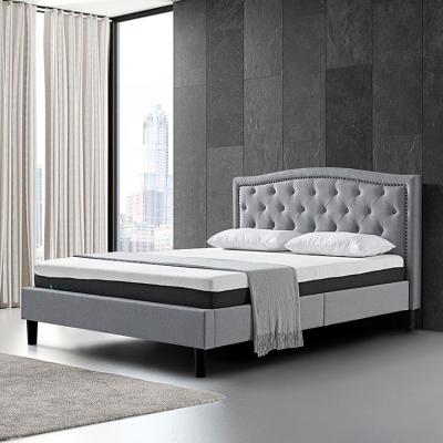 China Japanese style furniture 100% polyester interior high quality hotel fabric modern bed frame comfortable double bed for sale