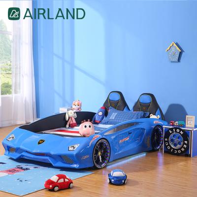 China Full Size LED Car Bed Lamp Bed Frame Bedroom Furniture Girls Boys Children Racing Cars Wooden Kids Modern Air Land Beds Environmental Materials for sale