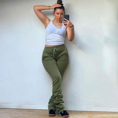 China Hot Sale QUICK DRY Workout Stacked Gaiters Women Drops Clothing Rocket Pants Jogger Thick Women Stacked Pants for sale