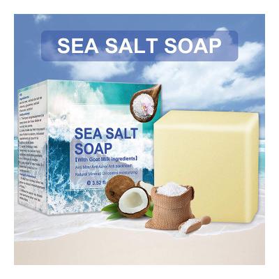 China Premium 100% Natural Organic Face Base Cleansing Body Whitening Handmade Skin Acne Face Care Sea Salt Soap Goat Milk Deep Cleansing Soap for sale