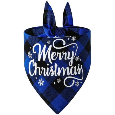 China 1.Soft Safe Edge 2.Merry Christmas Pet Supplies Print Blue Dog Bandana Christmas Pet Triangle Scarf for sale