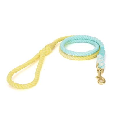 China Multicolor Braided Cotton Rope Dog Leash Tow Rope Leash Gradient Color Quick Release Rope Dog Leash for sale