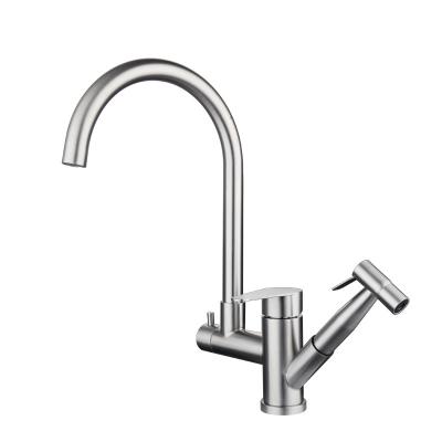 China Thermostatic Faucets 360 Degree Rotation Single Handle Faucet Mixer Tap Lower Spray Spring Kitchen Faucet for sale