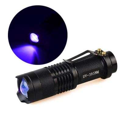 China Hot Sales Emergency Custom Logo 395nm Purple Black UV Violet Light Torch Led UV Flashlight for sale