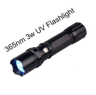 China With 3W 365nm Aluminum Rechargeable or 18650 Dry Battery UV Powered Unit Led Flashlight With Compass for sale