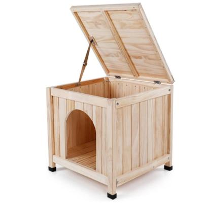 China Wooden Pet House Log Cabin Wooden Kennel With Telescopic Lever For Cat Dog Rabbit for sale