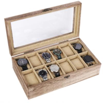 China Wooden Watch Box Case Watch Organizer For Men Women 12 Slots Wooden Watch Display Storage for sale