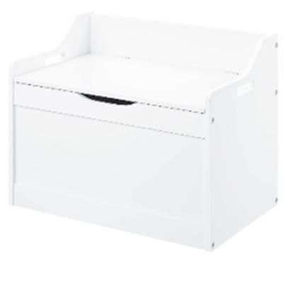 China Modern Wooden Modern Storage Toy Box Blanket Chest Trunk Bench with Safety Hinged Lid in White for sale