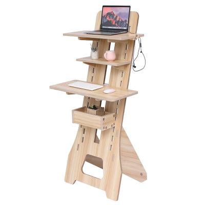 China Wooden Height Adjustable (Height) Adjustable Standing Desk Home Office Stand Up Computer Workstation for sale