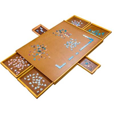 China Educational Toy Stand 1000 Piece Jigsaw Board 23 x 31 Inch Wooden Puzzle Table with Removable Storage 6 Matching Drawers for sale