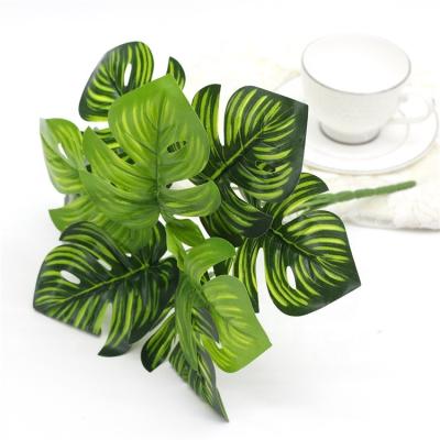 China Good Selling 9-Forked 3D Fabric High Quality Rubberized Artificial Silk Fabric Monstera Plant for sale