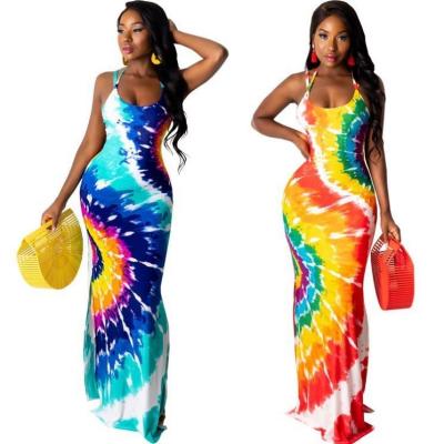 China POLLY High Quality Anti-Static Printing Woman Sexy Bodycon Casual Maxi Dress 2021 Summer Graffiti Dress for sale