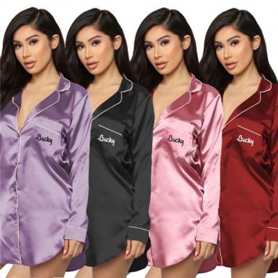 China POLLY Best Seller Casual Dresses Anti-Static 2021 Elegant Ladies Mini Short Dresses Full Sleeve Letter Sleep Wear Straight Women's Clothing for sale