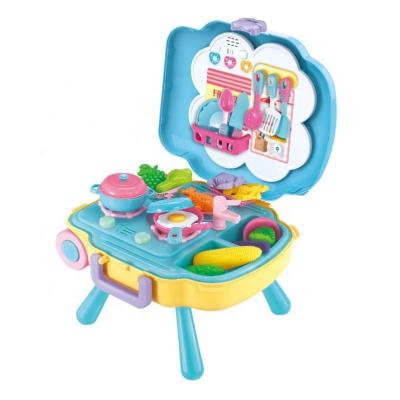 China Pretend Play 2021 Kitchen Toys Role Play Girls Plastic Children Suitcase Set Cooking Toy For Child for sale