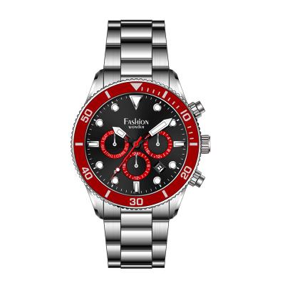 China Custom Auto Date Stainless Steel Sports Quartz Watches 5Atm Brand Hand Waterproof Multifunctional Luxury Watch For Men for sale