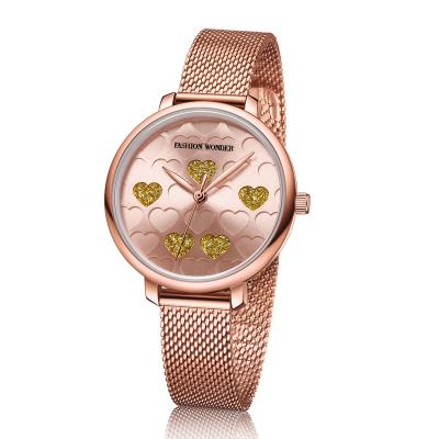 China Water Resistant Japan Quartz Water Plating Rose Gold Luxury Women Wristwatches Black Gold Stainless Steel Band Quartz Watch 2021 for sale