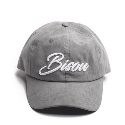 China Custom Image Velvet Cloth Gray 3D Baseball Sports Hat Blank Hat Embroidered Logo Distressed Dad Hat for sale